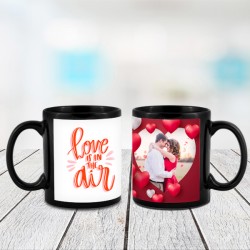 Love is in the air customized black mug